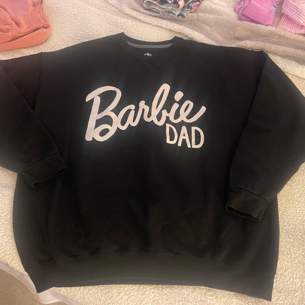 Men’s screen press Barbie dad sweatshirt, black with white letters. Sz 2xl